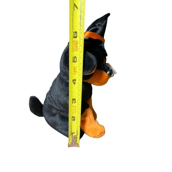 Ty Beanie Babies Alacazam Plush Dog Halloween Edition Black Orange w/ Witch Hat - Picture 10 of 12